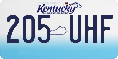 KY license plate 205UHF