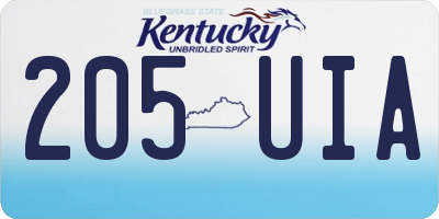 KY license plate 205UIA