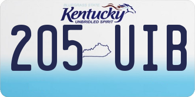 KY license plate 205UIB