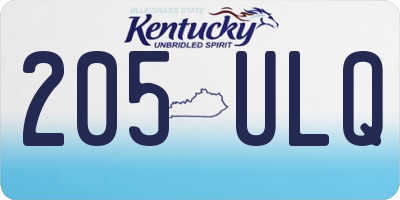 KY license plate 205ULQ