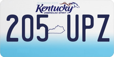 KY license plate 205UPZ