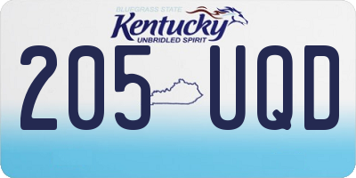KY license plate 205UQD