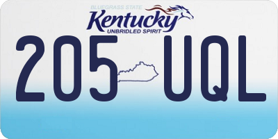 KY license plate 205UQL