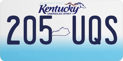 KY license plate 205UQS