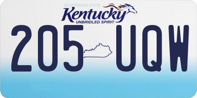 KY license plate 205UQW