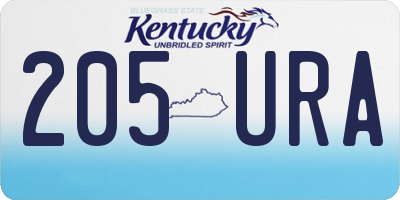 KY license plate 205URA