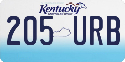 KY license plate 205URB