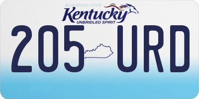 KY license plate 205URD