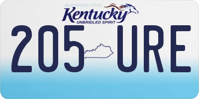 KY license plate 205URE