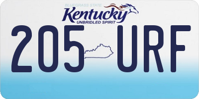 KY license plate 205URF