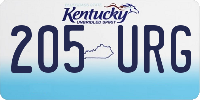 KY license plate 205URG