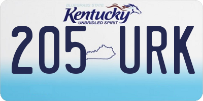 KY license plate 205URK