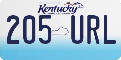 KY license plate 205URL