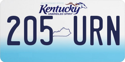 KY license plate 205URN