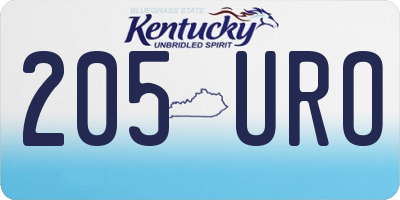 KY license plate 205URO