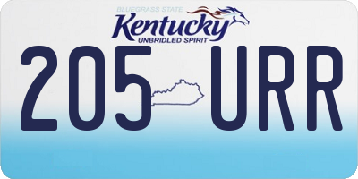 KY license plate 205URR
