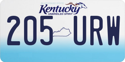KY license plate 205URW