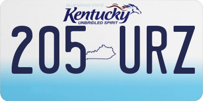 KY license plate 205URZ