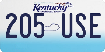 KY license plate 205USE