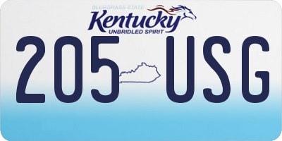 KY license plate 205USG