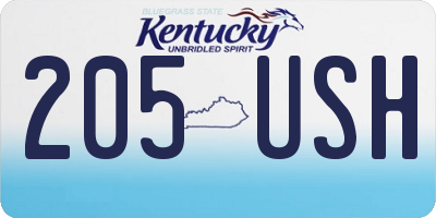 KY license plate 205USH