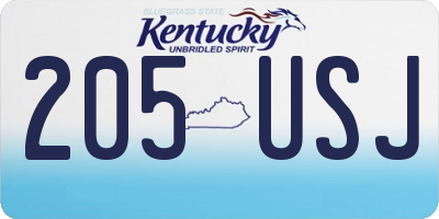 KY license plate 205USJ