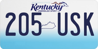 KY license plate 205USK