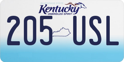KY license plate 205USL