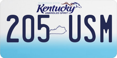KY license plate 205USM