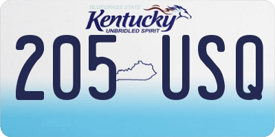 KY license plate 205USQ