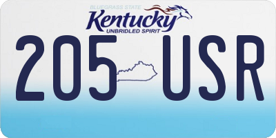 KY license plate 205USR