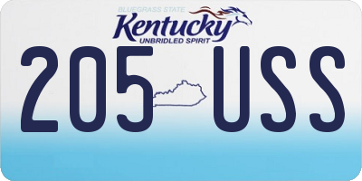 KY license plate 205USS