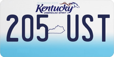 KY license plate 205UST