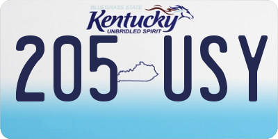 KY license plate 205USY