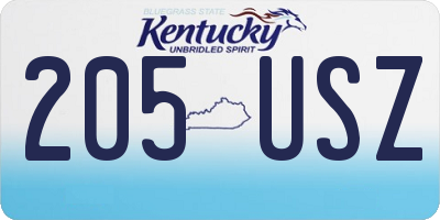 KY license plate 205USZ