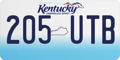 KY license plate 205UTB