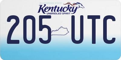 KY license plate 205UTC