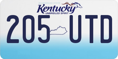 KY license plate 205UTD