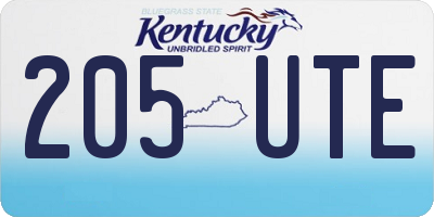 KY license plate 205UTE