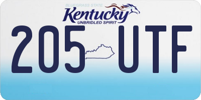 KY license plate 205UTF
