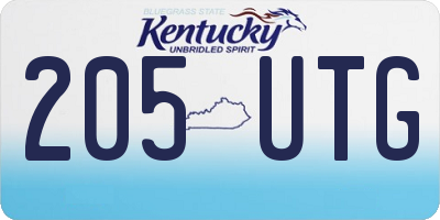 KY license plate 205UTG