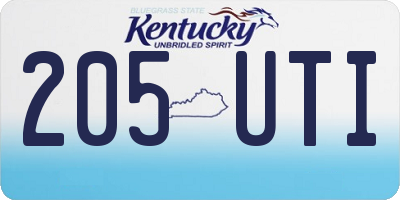 KY license plate 205UTI