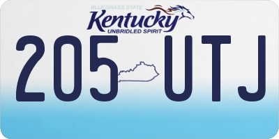 KY license plate 205UTJ