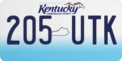 KY license plate 205UTK