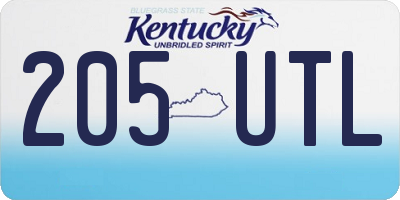 KY license plate 205UTL