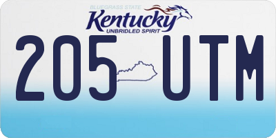 KY license plate 205UTM