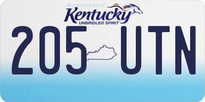 KY license plate 205UTN