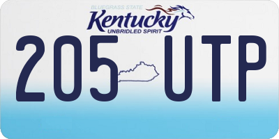 KY license plate 205UTP