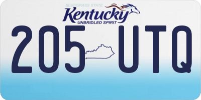KY license plate 205UTQ