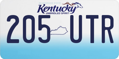 KY license plate 205UTR